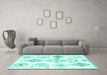 Machine Washable Solid Turquoise Modern Area Rugs in a Living Room,, wshcon2747turq