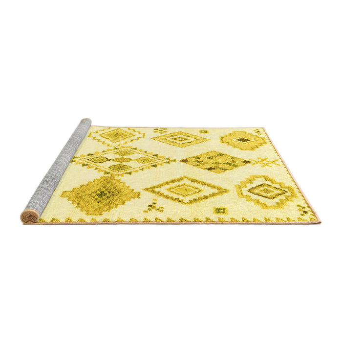 Sideview of Machine Washable Solid Yellow Modern Rug, wshcon2747yw