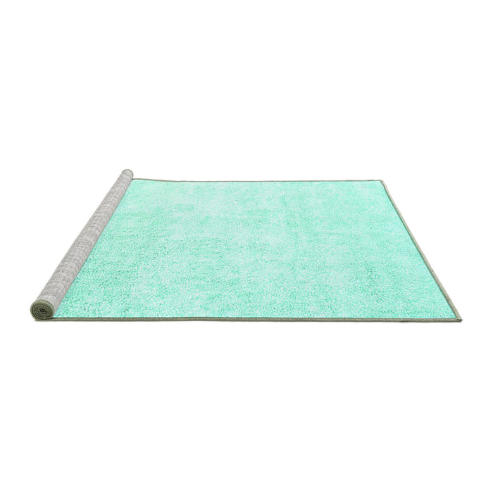 Sideview of Machine Washable Solid Turquoise Modern Area Rugs, wshcon2748turq