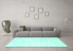Machine Washable Solid Turquoise Modern Area Rugs in a Living Room,, wshcon2748turq