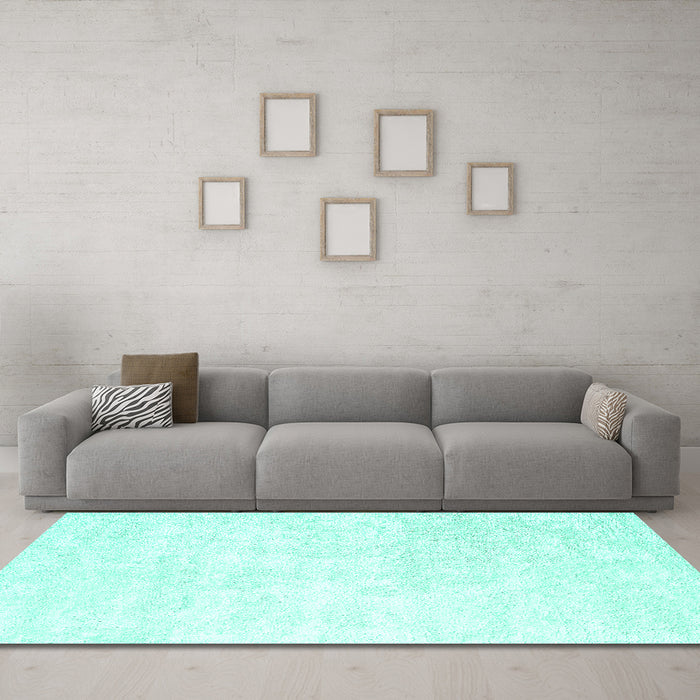 Machine Washable Solid Turquoise Modern Area Rugs in a Living Room,, wshcon2748turq