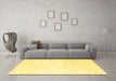 Machine Washable Solid Yellow Modern Rug in a Living Room, wshcon2748yw