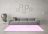 Machine Washable Solid Pink Modern Rug, wshcon2748pnk