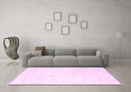 Machine Washable Solid Pink Modern Rug in a Living Room, wshcon2748pnk