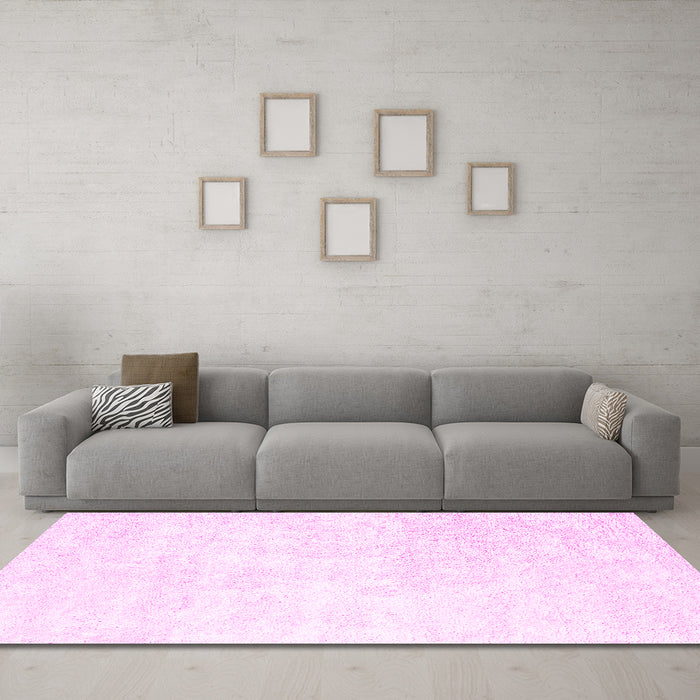 Machine Washable Solid Pink Modern Rug in a Living Room, wshcon2748pnk
