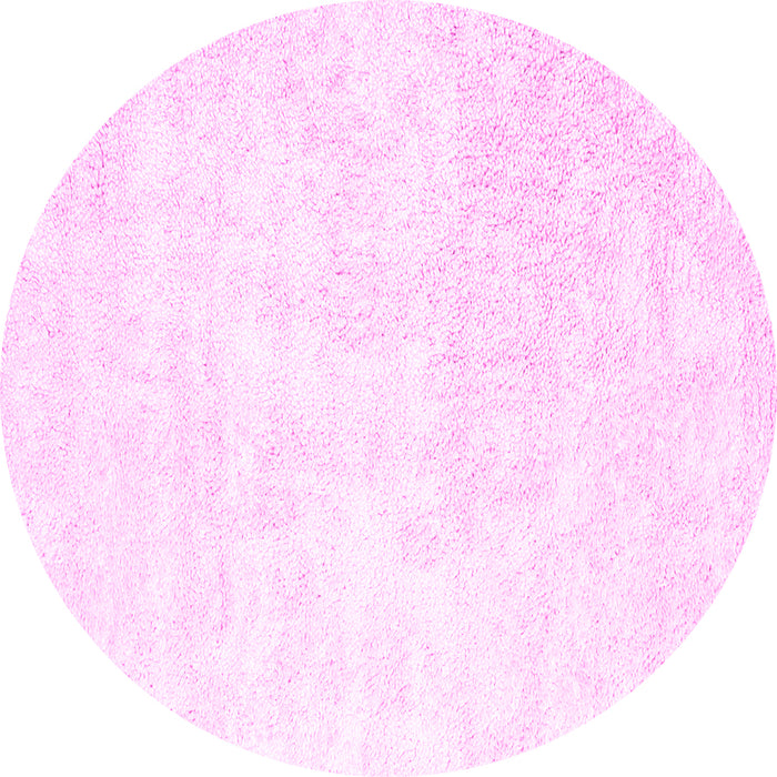Round Machine Washable Solid Pink Modern Rug, wshcon2748pnk