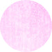 Round Machine Washable Solid Pink Modern Rug, wshcon2748pnk