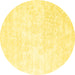 Round Machine Washable Solid Yellow Modern Rug, wshcon2748yw