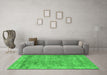 Machine Washable Abstract Green Contemporary Area Rugs in a Living Room,, wshcon2749grn