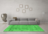 Machine Washable Abstract Green Contemporary Rug, wshcon2749grn