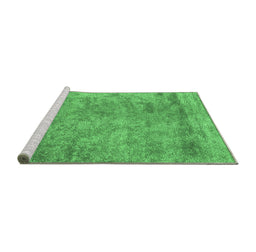 Sideview of Machine Washable Abstract Emerald Green Contemporary Area Rugs, wshcon2749emgrn
