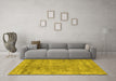 Machine Washable Abstract Yellow Contemporary Rug in a Living Room, wshcon2749yw