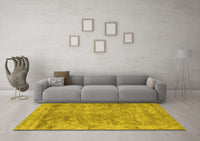 Machine Washable Abstract Yellow Contemporary Rug, wshcon2749yw