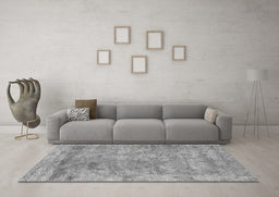 Machine Washable Abstract Gray Contemporary Rug in a Living Room,, wshcon2749gry