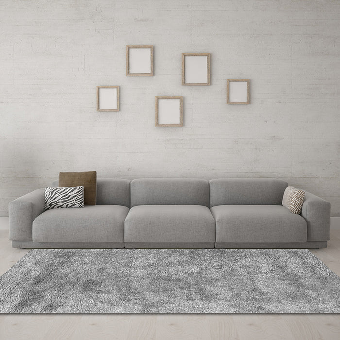 Machine Washable Abstract Gray Contemporary Rug in a Living Room,, wshcon2749gry