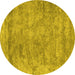 Round Abstract Yellow Contemporary Rug, con2749yw