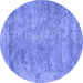 Round Abstract Blue Contemporary Rug, con2749blu