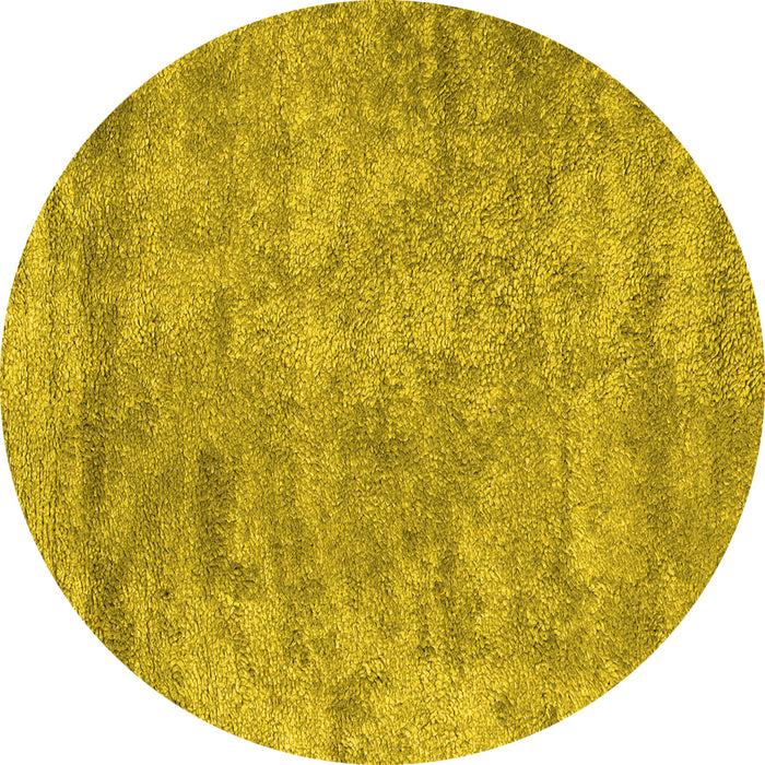 Round Machine Washable Abstract Yellow Contemporary Rug, wshcon2749yw