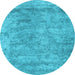 Round Abstract Light Blue Contemporary Rug, con2749lblu