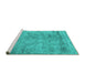 Sideview of Machine Washable Abstract Turquoise Contemporary Area Rugs, wshcon2749turq