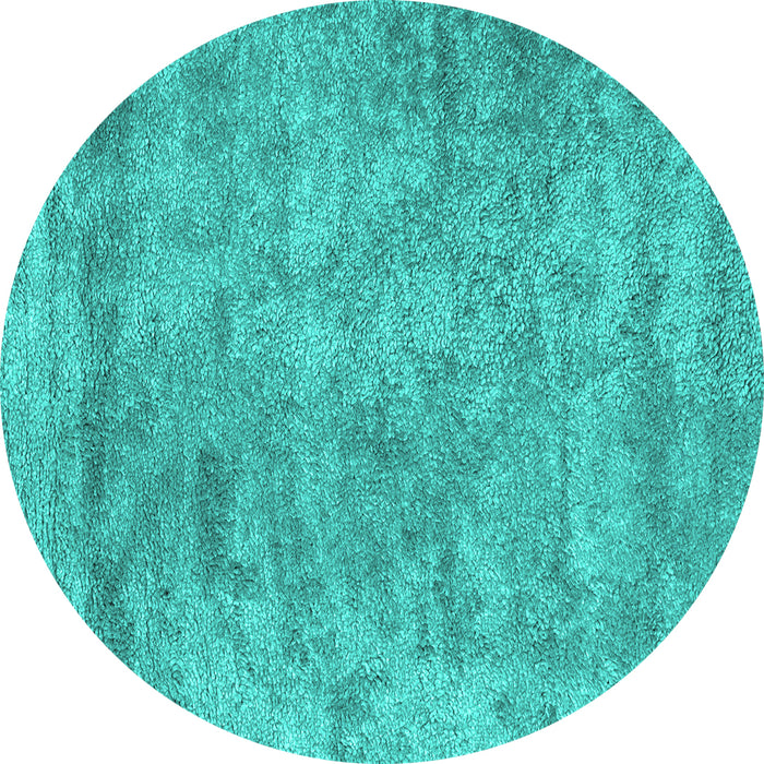 Round Abstract Turquoise Contemporary Rug, con2749turq