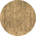 Round Abstract Brown Contemporary Rug, con2749brn