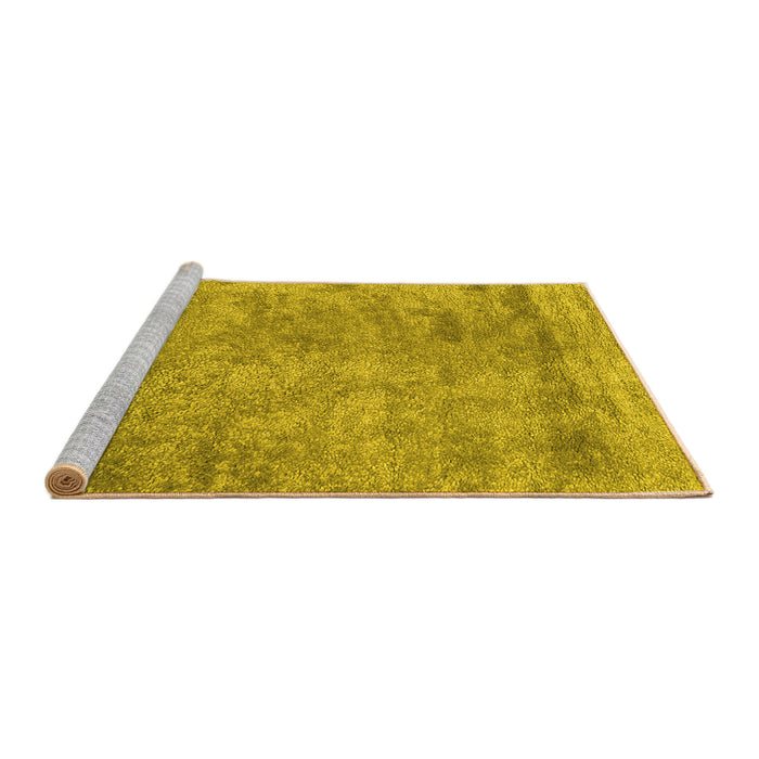 Sideview of Machine Washable Abstract Yellow Contemporary Rug, wshcon2749yw