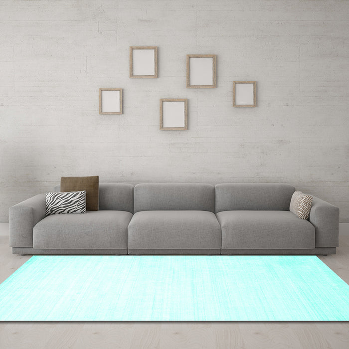 Machine Washable Solid Turquoise Modern Area Rugs in a Living Room,, wshcon274turq