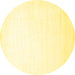 Round Machine Washable Solid Yellow Modern Rug, wshcon274yw