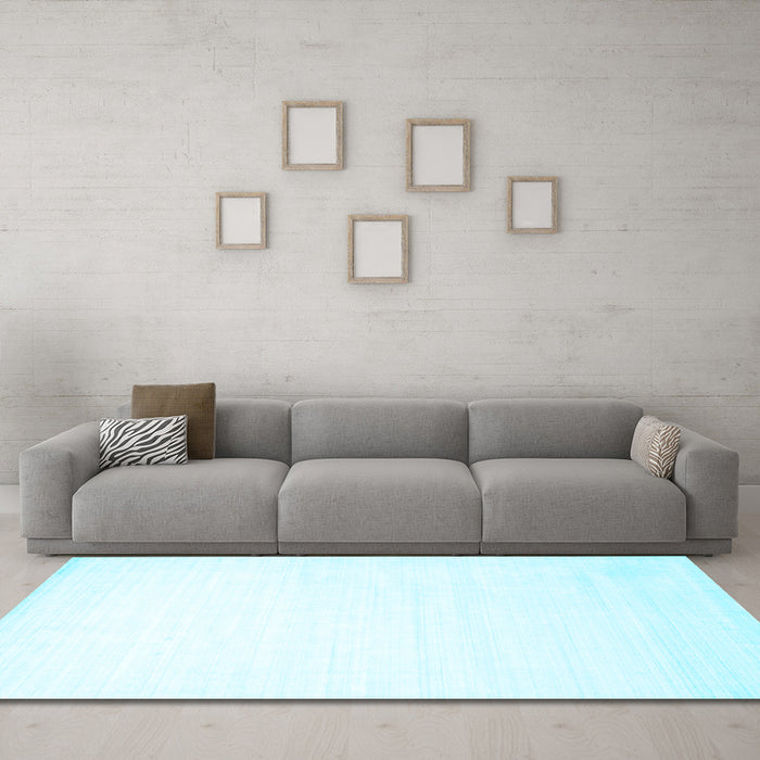 Machine Washable Solid Light Blue Modern Rug in a Living Room, wshcon274lblu