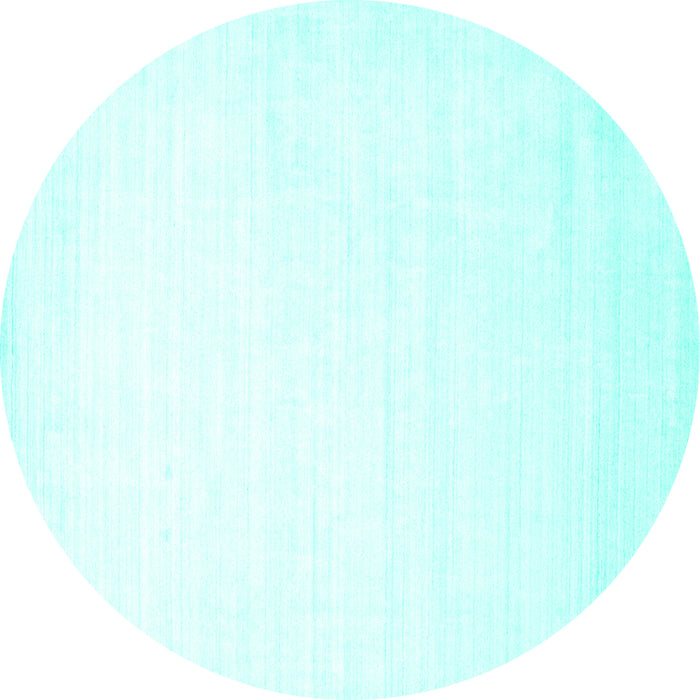 Round Machine Washable Solid Turquoise Modern Area Rugs, wshcon274turq