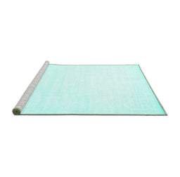 Sideview of Machine Washable Solid Turquoise Modern Area Rugs, wshcon274turq