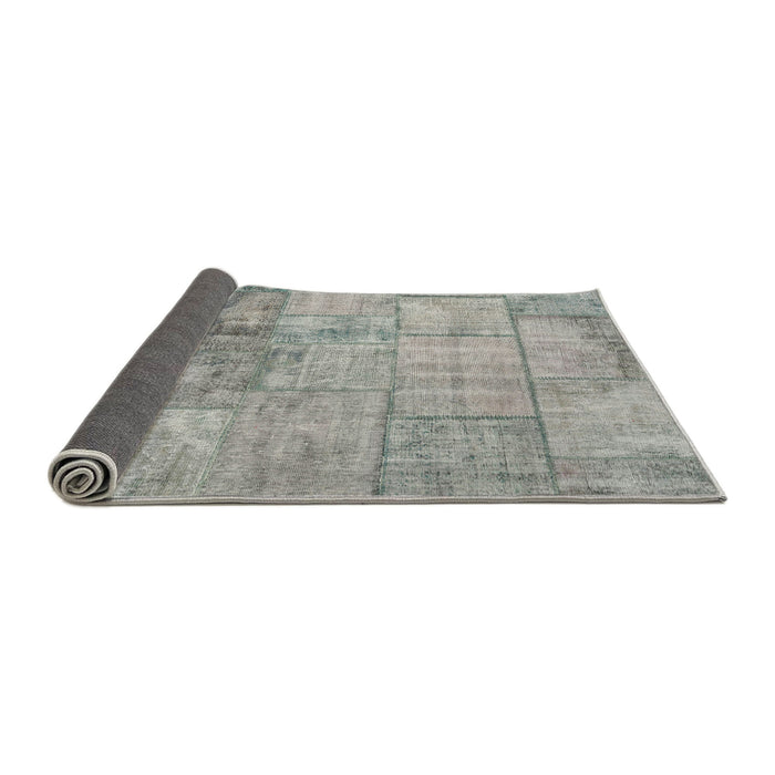 Thickness of Contemporary Sage Green Patchwork Rug, con275