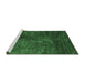 Sideview of Machine Washable Abstract Emerald Green Contemporary Area Rugs, wshcon2750emgrn