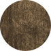 Round Abstract Brown Contemporary Rug, con2750brn