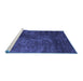 Sideview of Machine Washable Abstract Blue Contemporary Rug, wshcon2750blu