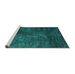 Sideview of Machine Washable Abstract Turquoise Contemporary Area Rugs, wshcon2750turq