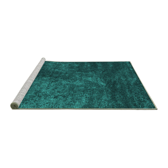 Sideview of Machine Washable Abstract Turquoise Contemporary Area Rugs, wshcon2750turq