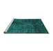 Sideview of Machine Washable Abstract Turquoise Contemporary Area Rugs, wshcon2750turq