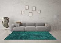 Machine Washable Abstract Turquoise Contemporary Rug, wshcon2750turq