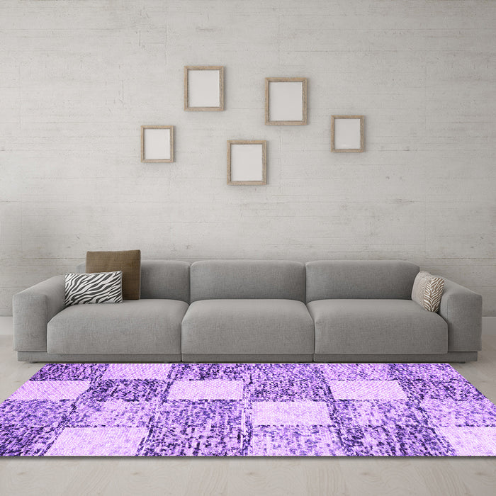 Machine Washable Abstract Purple Contemporary Area Rugs in a Living Room, wshcon2751pur