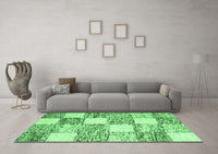 Machine Washable Abstract Emerald Green Contemporary Rug, wshcon2751emgrn