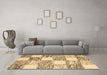 Machine Washable Abstract Brown Contemporary Rug in a Living Room,, wshcon2751brn