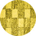 Round Abstract Yellow Contemporary Rug, con2751yw