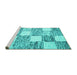 Sideview of Machine Washable Abstract Turquoise Contemporary Area Rugs, wshcon2751turq