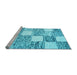 Sideview of Machine Washable Abstract Light Blue Contemporary Rug, wshcon2751lblu