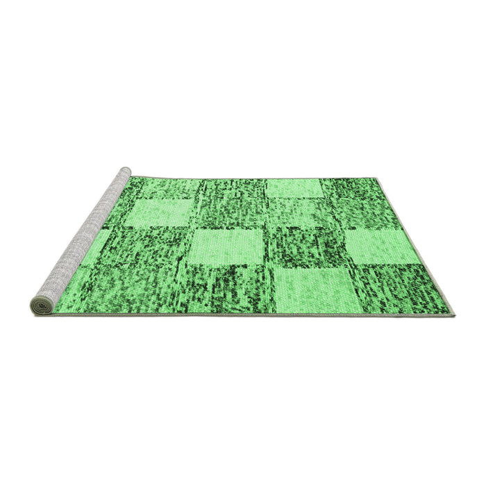 Sideview of Machine Washable Abstract Emerald Green Contemporary Area Rugs, wshcon2751emgrn