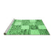 Sideview of Machine Washable Abstract Emerald Green Contemporary Area Rugs, wshcon2751emgrn