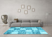 Machine Washable Abstract Light Blue Contemporary Rug in a Living Room, wshcon2751lblu