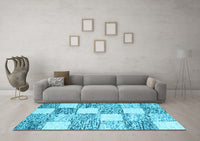 Machine Washable Abstract Light Blue Contemporary Rug, wshcon2751lblu